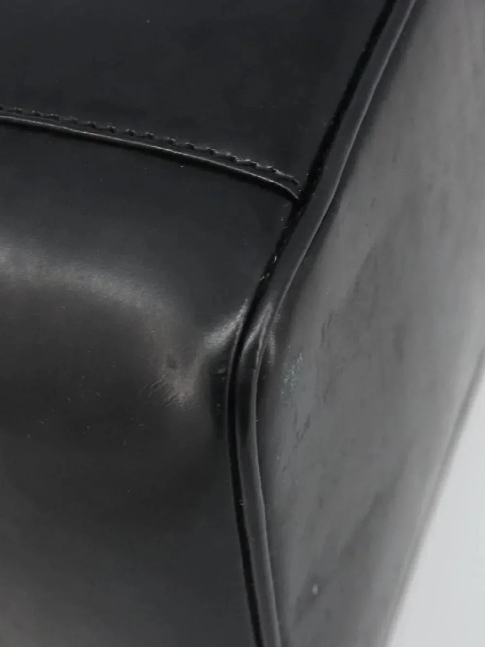 GUCCI Vanity Hand Bag Leather Black Gold 032 1956 0150 Auth ka4794